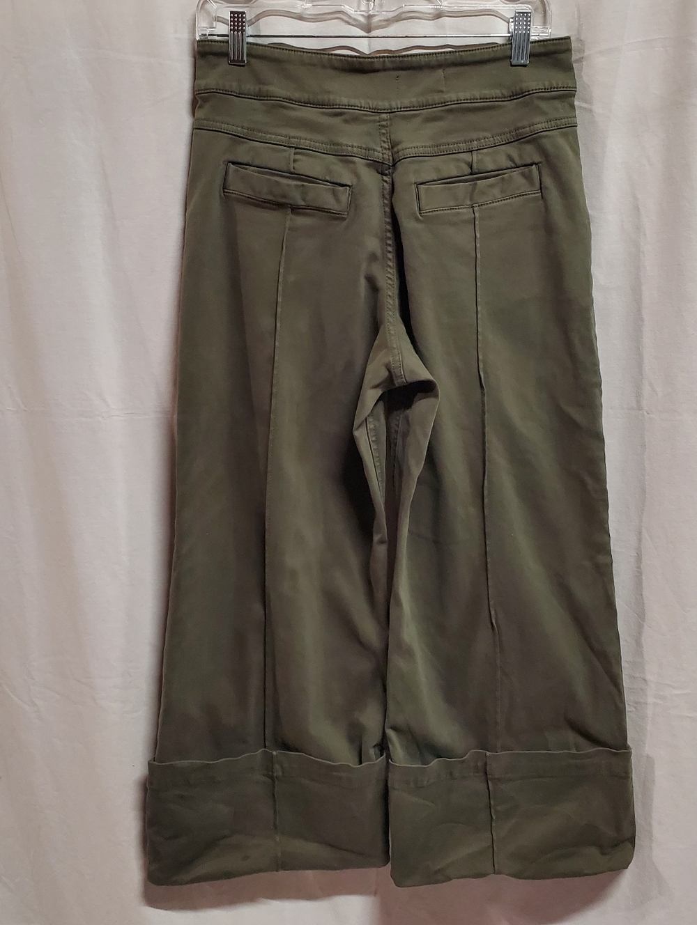 Anthropologie Pilcro olive green high rise wide leg cuffed crop pants 29 - Picture 4 of 13